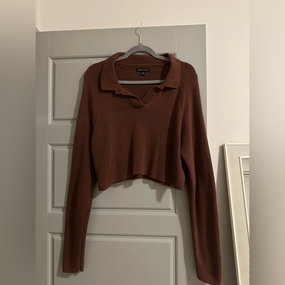 PacSun cropped chocolate brown sweater